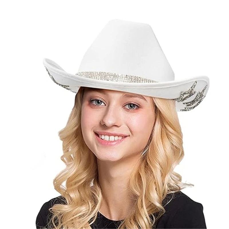 Diamond Star Pattern Cowboy Hats for Disco Party Female Shimmering Cowboy Hats Western Party Hat Male Windproof Drop shipping