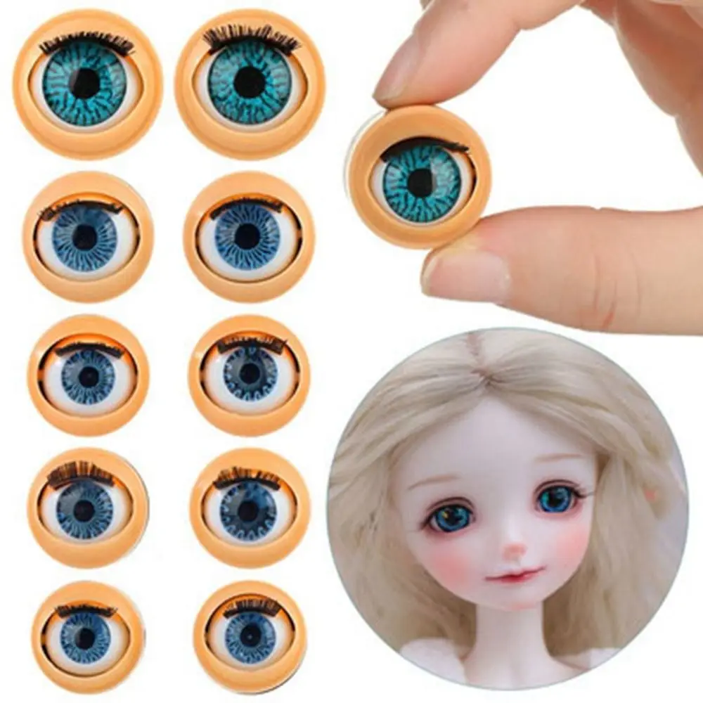 1 Pair Silicone 4D Doll Rolling Eyeballs with Eyelashes DIY Doll Eyes Simulation Active Eyeball Doll Eyes with Eye Cover