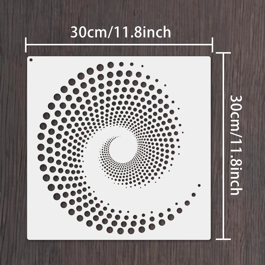 4PCS 11.8inch Abstract Dot Stencil Template Spiral Circle Geometric Painting Stencil for Wall Floor DIY Decor