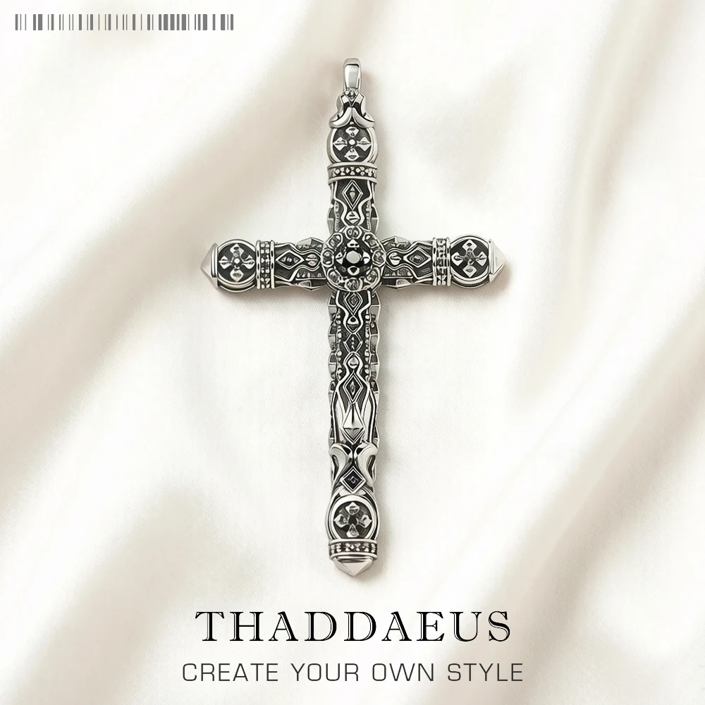 Duży, bogato zdobiony wisiorek z krzyżem, zupełnie nowy 925 Sterling Silver mistrzowskie akcesoria jubilerskie prezent w stylu vintage dla kobiet mężczyzn