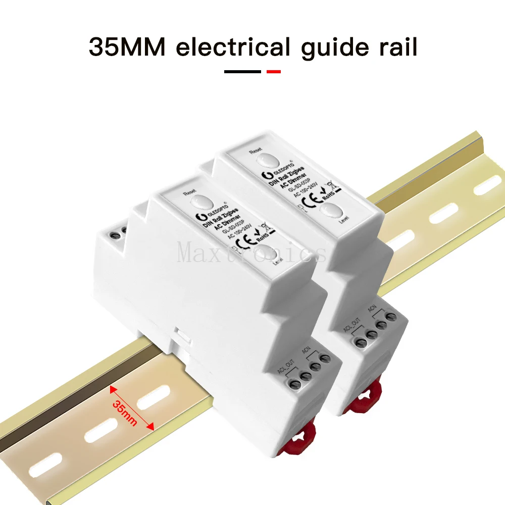 Din Rail ZigBee AC DimmerGL-SD-003PZigbee3.0+2.4G+PUSH RF Remote Electrical Guide Rail Work with Tuya SmartThings Alexa GLEDOPTO