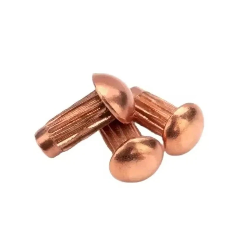 Button/Round Head Solid Pure Copper Rivets - M2-M4 Fasteners for Label, Nameplate & Badge Installation