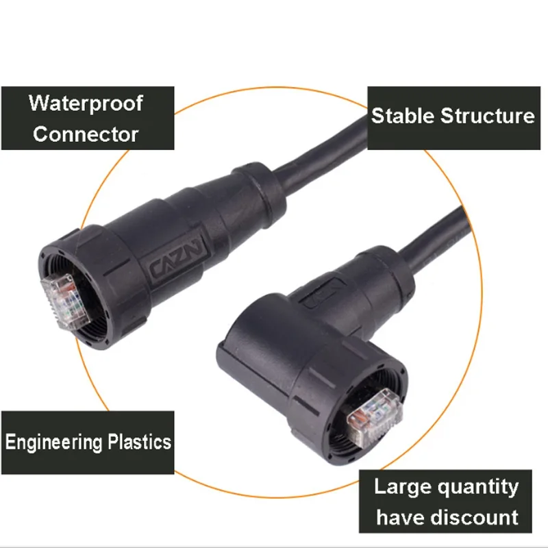 Outdoor IP67 RJ45 Jack Panel Connector Rear Mount Screw Type Round Flange With PCB Bare Board