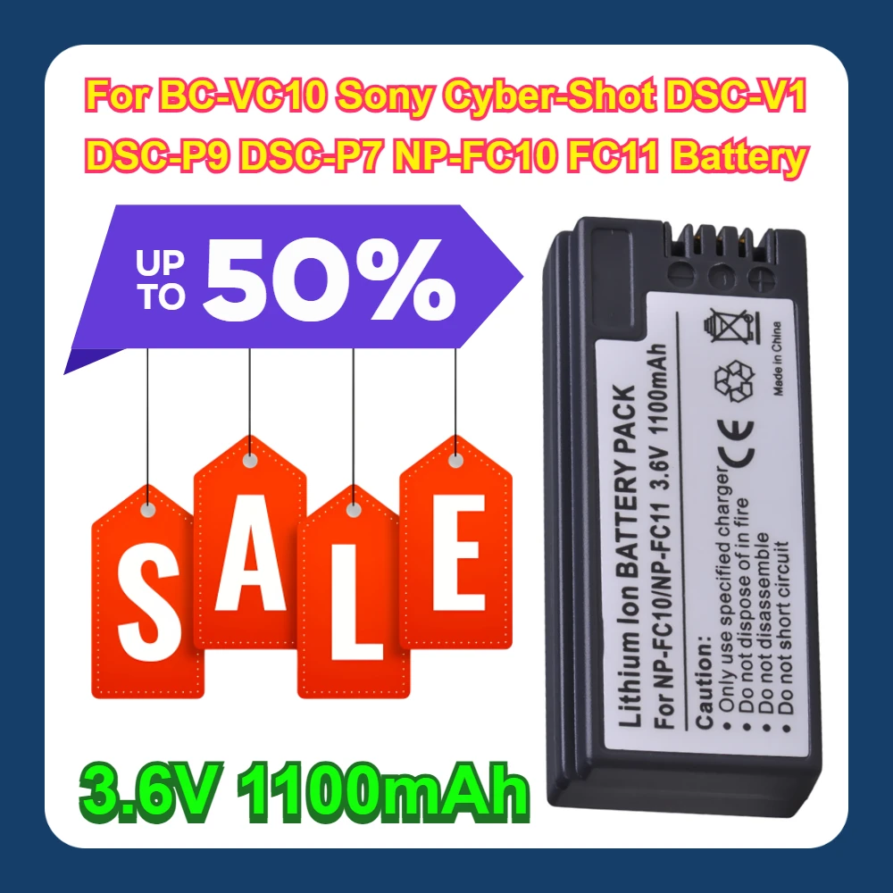 3.6V 1100mAh For BC-VC10 Sony Cyber-Shot DSC-V1 DSC-P9 DSC-P7 NP-FC10 FC11 Battery