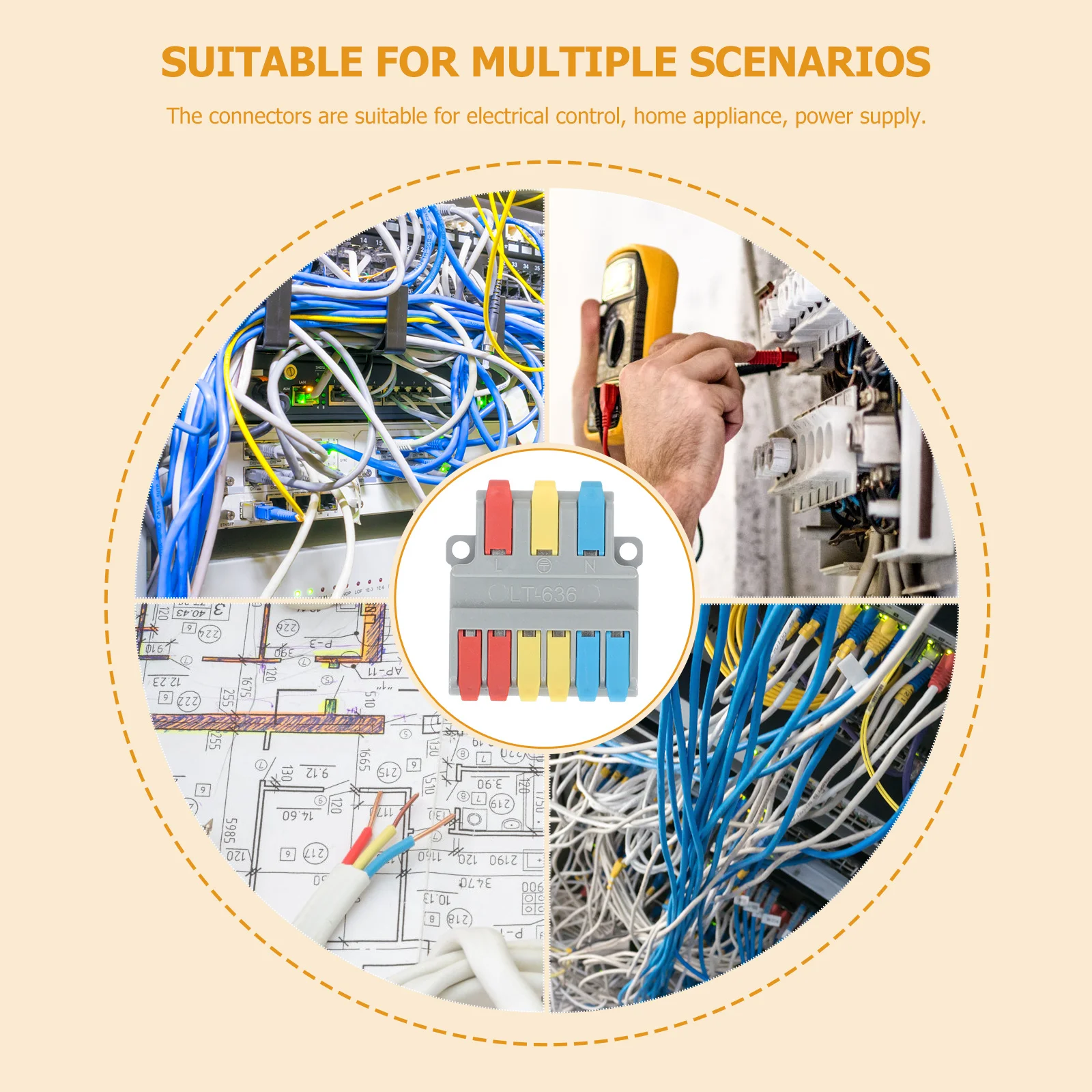 

10Pcs Wire Connectors Terminal Blocks Plastic Quick Splice Electrical Wire Connector for Home Appliance Power Control Wiring