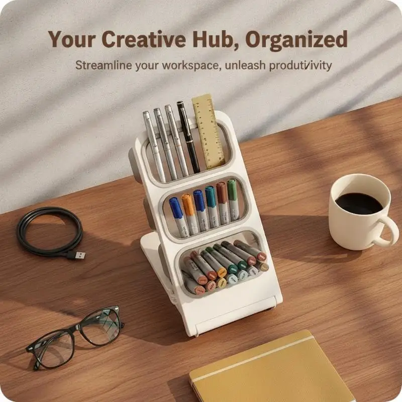 1/2Pcs Detachable Slanted Insert Pen Holder Multi-Grid Desktop Stationery Organizer Pencil Box Stand for Student Office Desk
