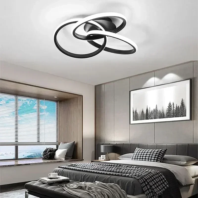 Modern LED Ceiling Light Indoor Lighting Black Gold Shamrock Lamps Bedroom Living Room Corridor Home Decoration Fixtures Lustre