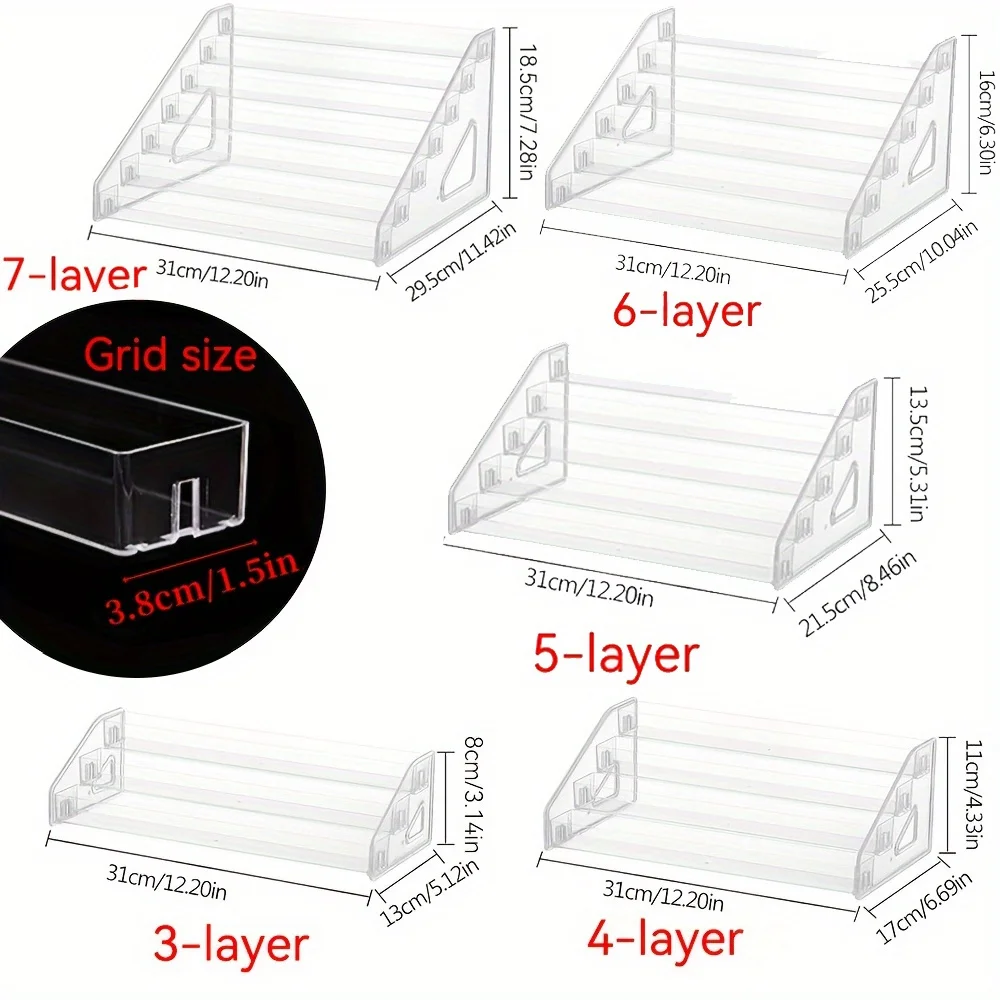 1pc Stackable Clear Acrylic Display Tray, 3-7 Layer Nail Polish Organizer, Holder for Makeup, Nail Supplies, Paints & Eyewear