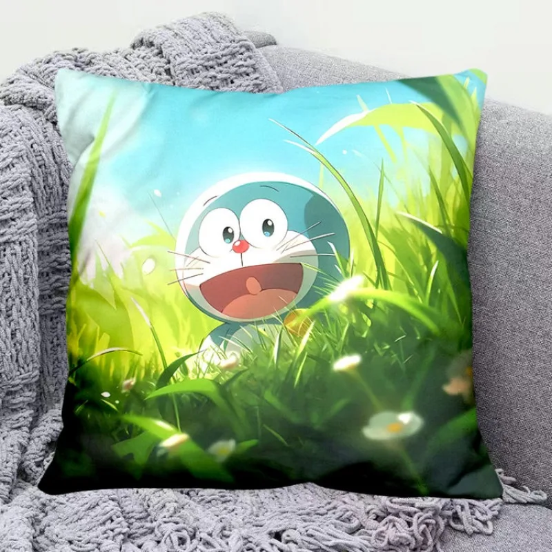 Almohada de dibujos animados de Doraemon, cojín sencillo y cómodo con personalidad creativa, decoración interior, regalo de vacaciones kawaii
