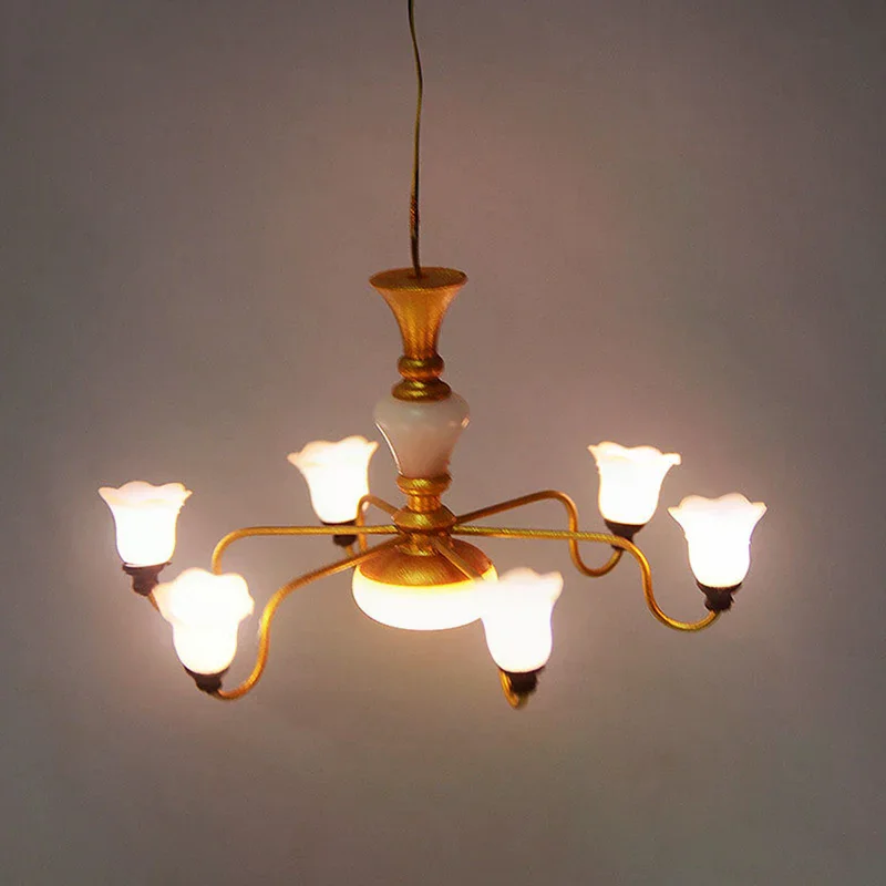 

Dollhouse Furniture Chandelier 3V Light Sand Table Accessories Led Ceiling Lamp