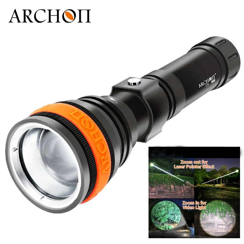 Laser Pointer Effect Scuba Diving Light Zoomable 2000 Lumens Flashlight Underwater Dive Video Lighing ARCHON CampingTorch