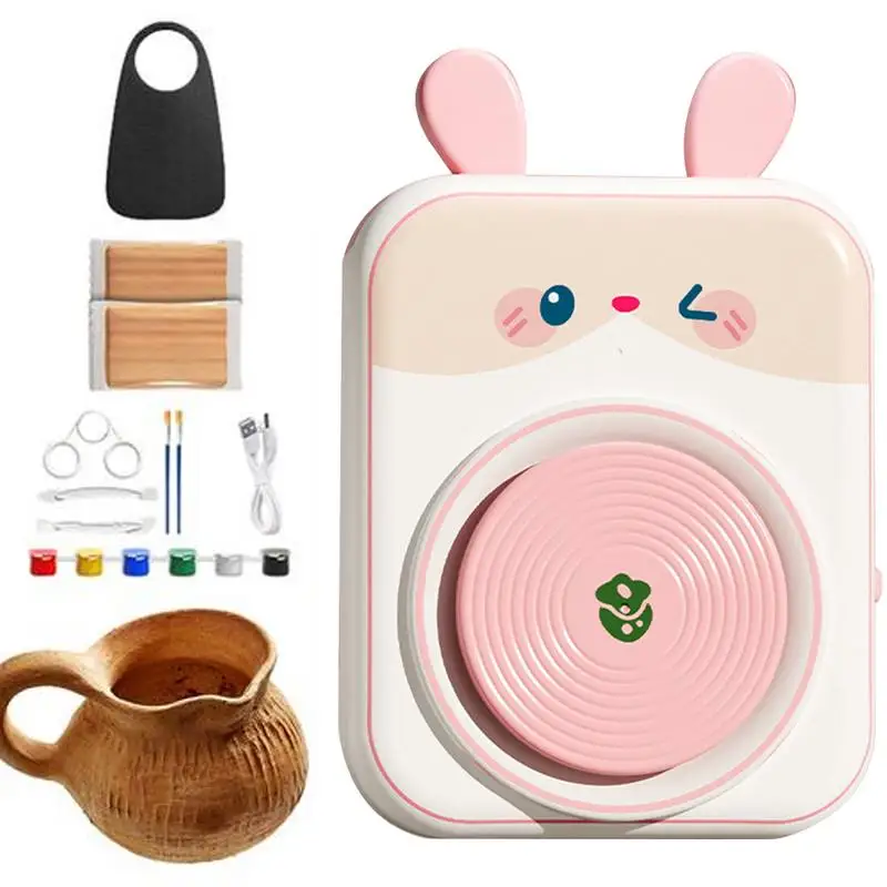 Pottery Wheel Kids Electric Clay Wheel Beginner Ceramic making Kit Educational Arts and Crafts Toy for Parent-child interaction