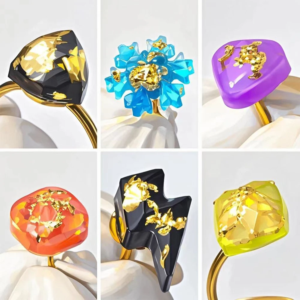 S0194 Silikonform Epoxidharz Mini Gem Ear Stud UV Resin Casting Molds Silicone DIY Resina Ring Pendant Jewelry Making Moldes - view 5