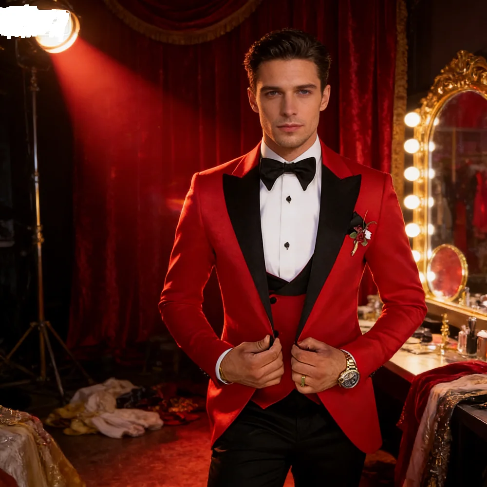 

Мужской деловой костюм Terno из трех предметов Novo с зубчатыми лацканами, приталенный пиджак для курения, пиджак для свадебной вечеринки