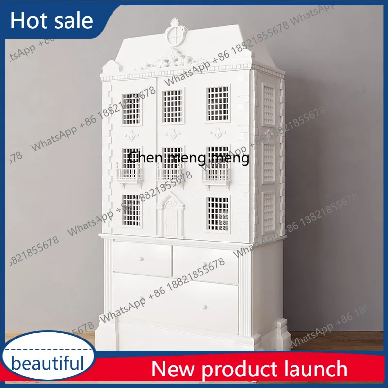 

a51 American carved solid wood bookcase small household bookcase French cream style designer dust-proof bookshelf