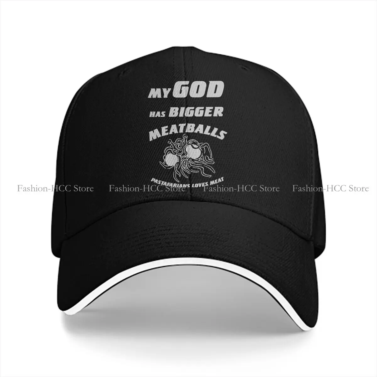 My God Has Bigger MeatBalls Solid Color Baseball Caps Peaked Cap Pastafarianism FSM Flying Spaghetti Monsterism Sun Shade Hats