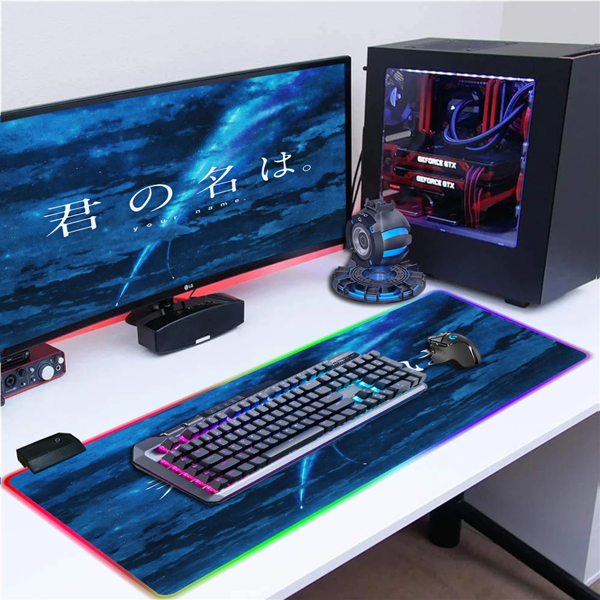 

Регулируемый коврик для мыши, большой игровой коврик для клавиатуры RGB XXL, игровой коврик для мыши, аксессуары, компьютерный коврик для ПК с противоскользящей резиновой основой