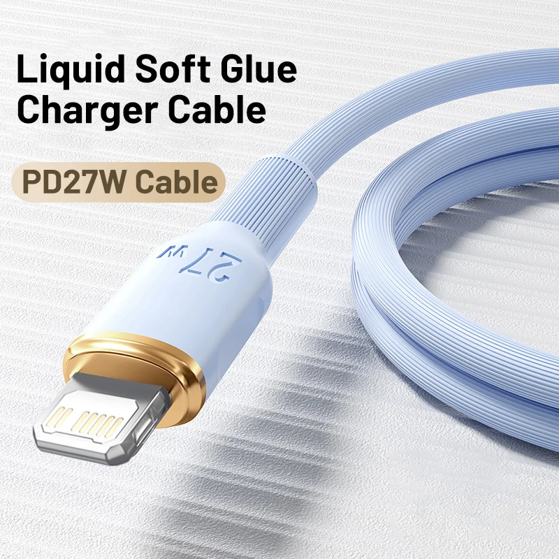 27W PD USB C To iPhone Charging Liquid Silicone Cable For Apple iPhone 14 Pro Max 13 12 11 Super Fast Charger X XS XR 6 7 8 Plus