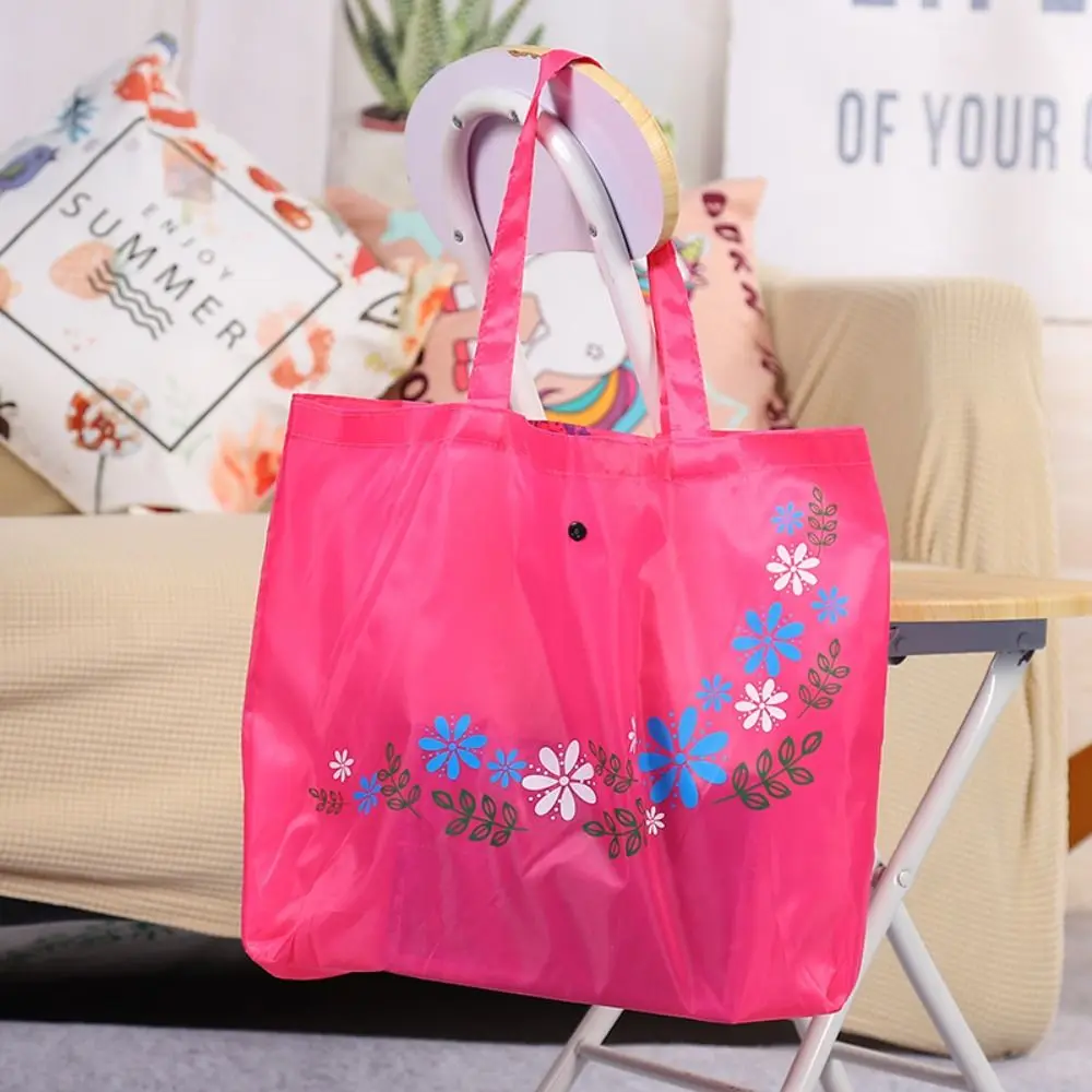 Folding Eco-Friendly Grocery Bag Reusable Floral Print Shopper Bag Foldable Large-Capacity Handbag Pouch Vegetable