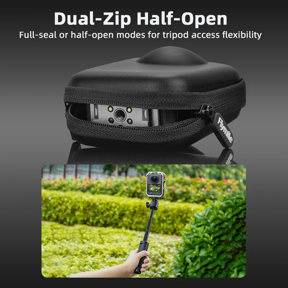 حقيبة صغيرة متينة لـ DJI Osmo 360، حقيبة تخزين PU، حقيبة يد مقاومة للغبار مع حلقة تسلق/حلقة على شكل حرف D، ملحقات قفص الكاميرا المتوافقة