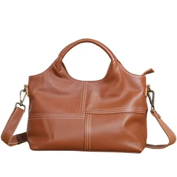 New Genuine Leather Women's Bag Casual and Simple Soft Cowhide Purses Handbag Top Handle Tote Satchel Ladies Crossbody Bags