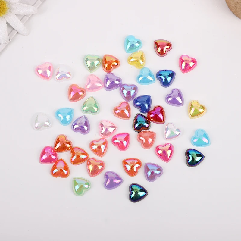 

Wholesale 10mm color AB Flatback heart Gems Crystal Rhinestones Clear Acrylic Crystal Stones Non Sewing 120/2000pcs