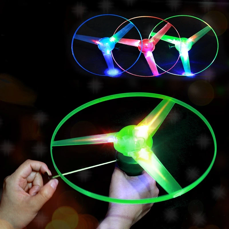 Luminous Spinning Flyer Flying LED Light Handle Flash Toys for Kids Outdoor Game and Birthday Party Gift