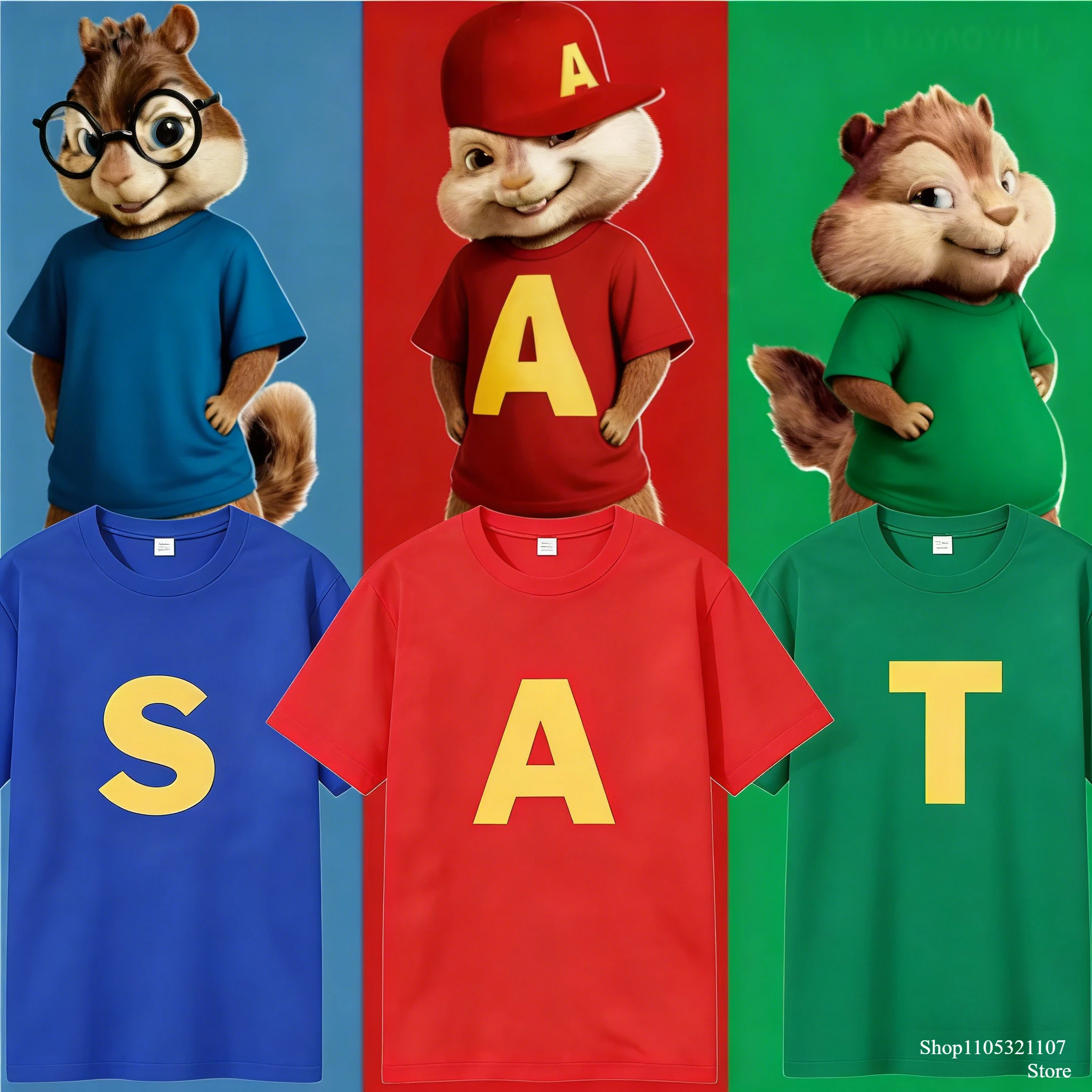 Alvin and The Chipmunks_ The Squeakquel's Pullover Woman Manfashion Drop Shoulder T-shirt Available for Best Friend T-shirt