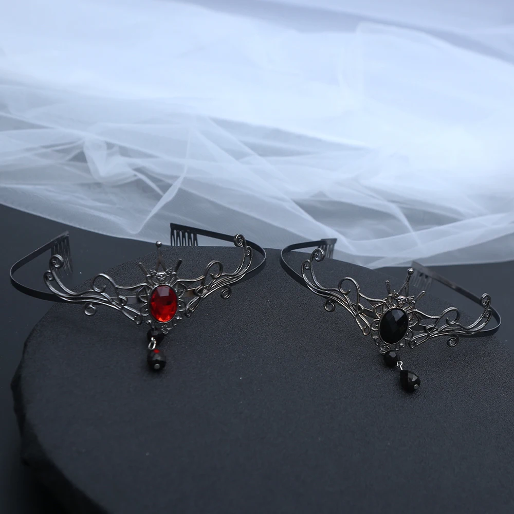1 Stück Mode Halloween Gothic Vampir Haarkrone Kristalle Kompliziertes dunkles Fantasy-Design Perfekte mystische Cosplay-Anlässe – Detail 1