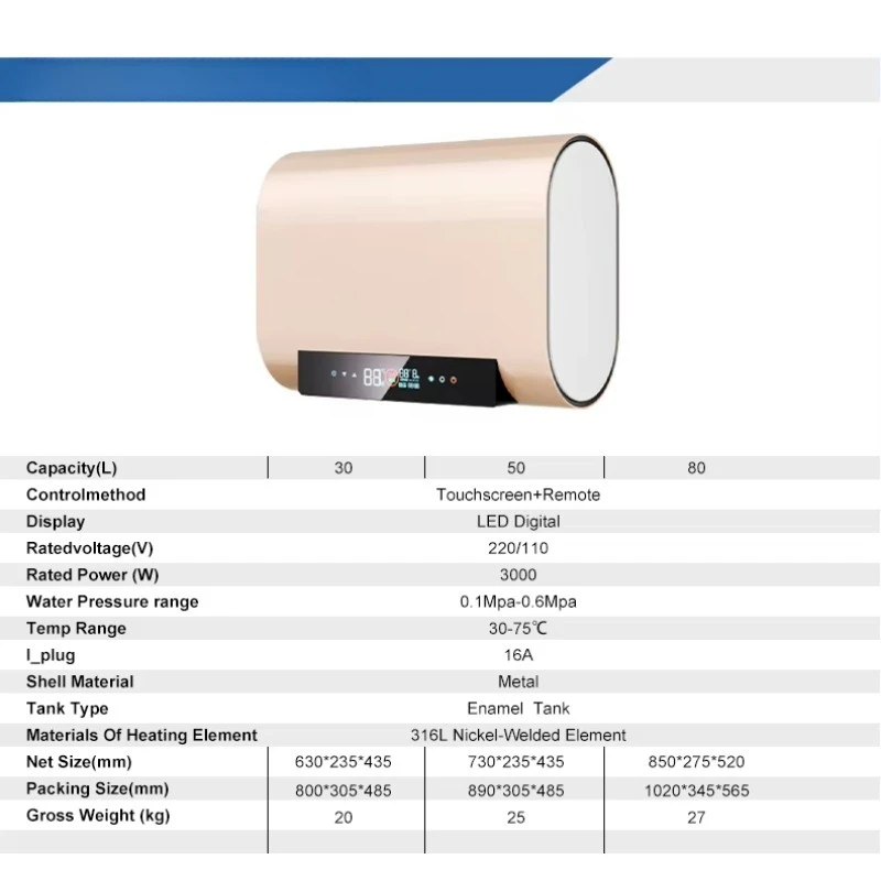 Intelligent energy-saving wall mounted dual water tank bathroom shower, household RV electric water heater