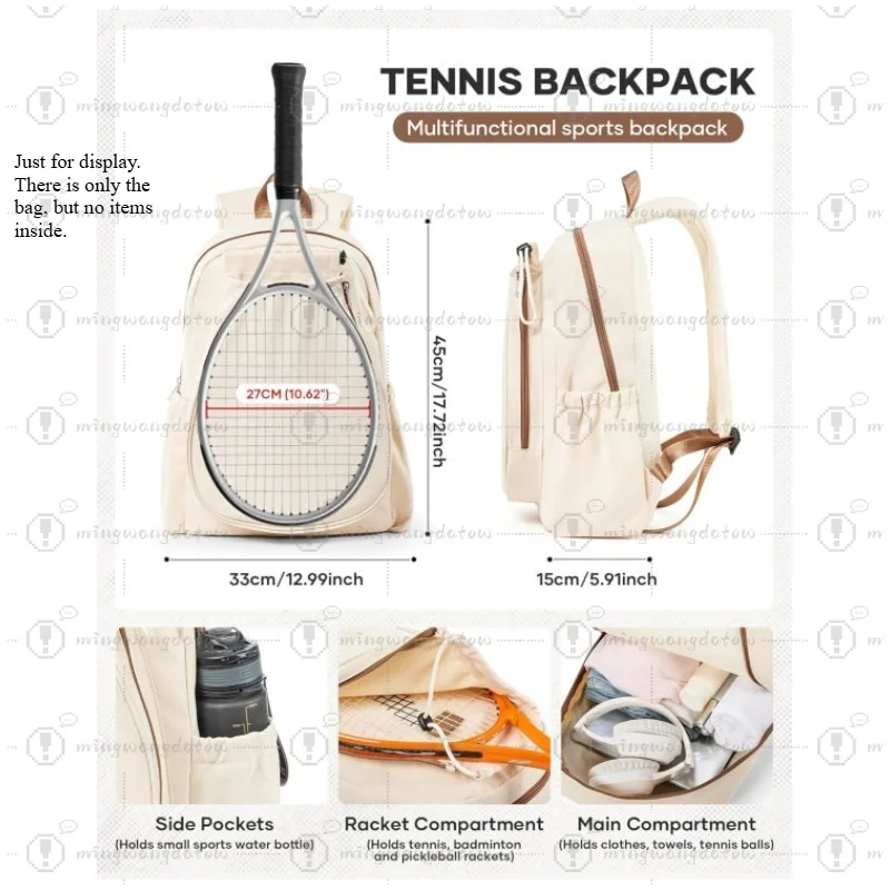 Water Resistant Tennis & Pickleball Backpack, Unisex Sports Fitness Shoulder Bag for Men Women