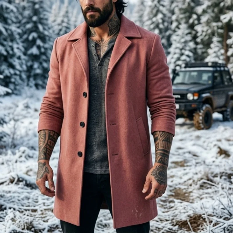 New Men's Winter Parka Outdoor Windproof Thermal-insulated Overcoat Fur-lined Hood Solid Long Coat Streetwear Snow Adventures
