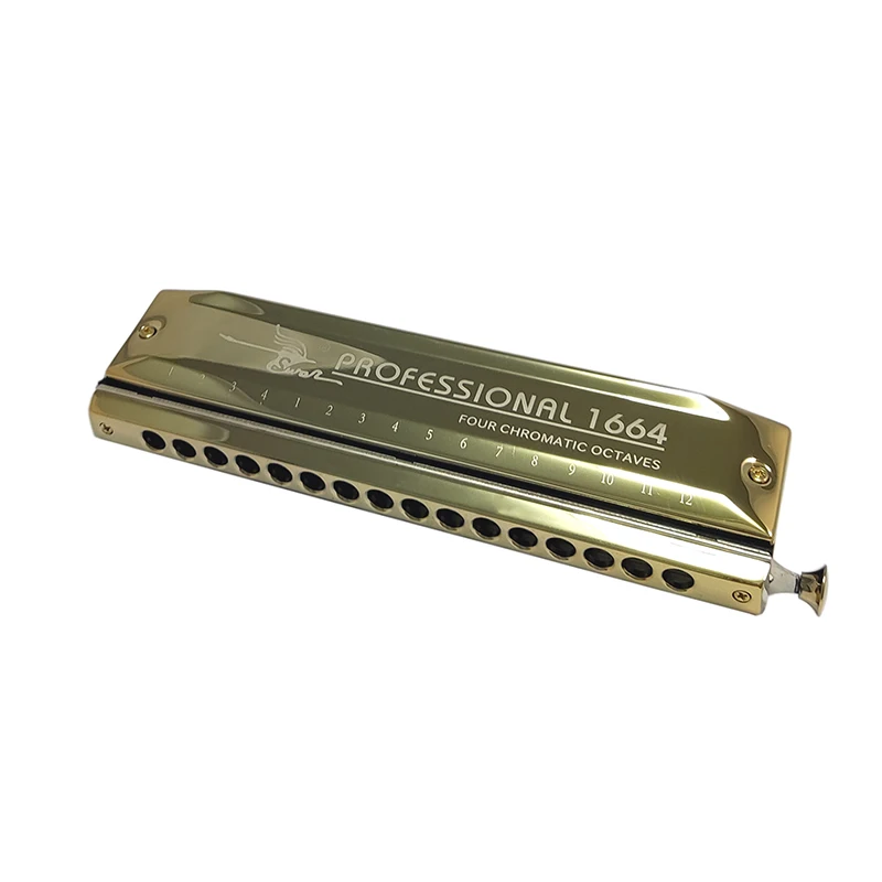 Swan Professional Chromatic Harmonica 16-Hole Musical Instruments 12 Holes Armonica Silver Gold Harp Key of C Mouth Organ Music