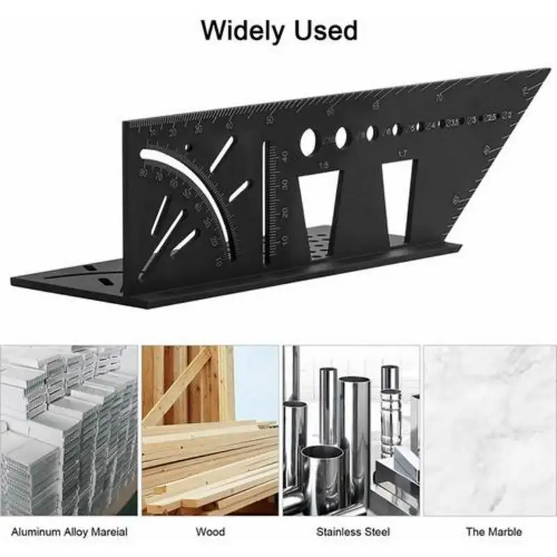 Smooth Carpentry Ruler 3D Mitre Angle Measuring Gauge Square Size 45 Degree And 90 Degree Marking Accurate Measure Multitool