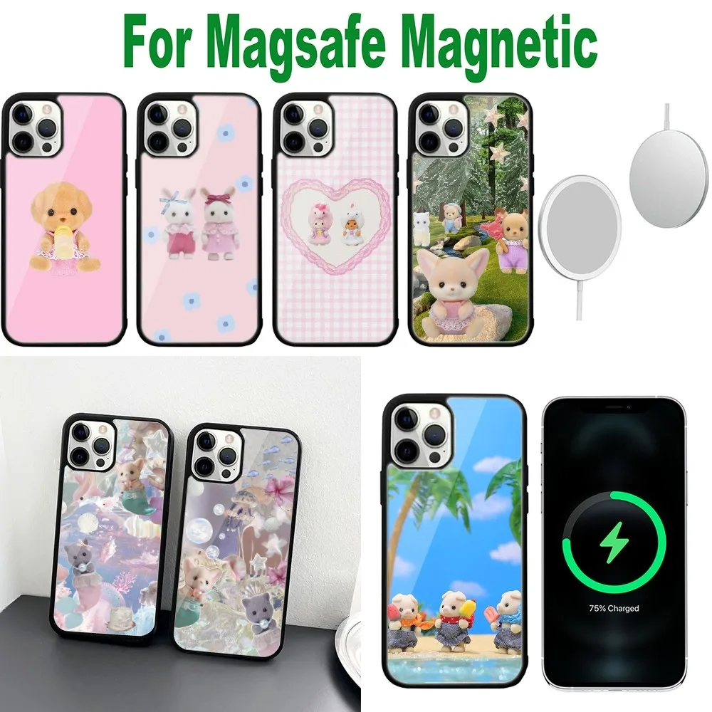 Sylvanian Cute P-Poodle Phone Case For iPhone 16,15,14,13,12,11,Plus,Pro,Max,Mini Magsafe Magnetic Wireless Charging