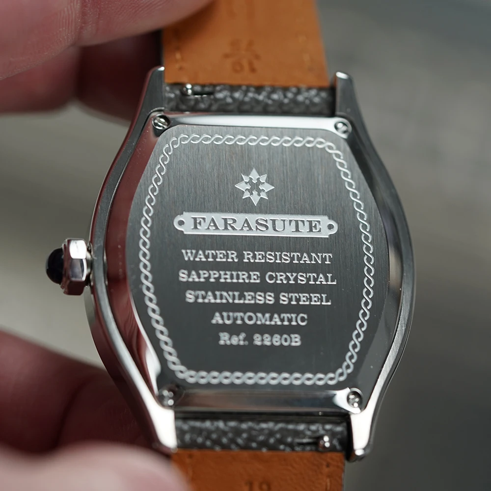 FARASUTE Vintage Jumping Hour Wristwatch Male Seagull Automatic Mechanical Movement Watch Men Fashion Sapphire Glass Waterproof