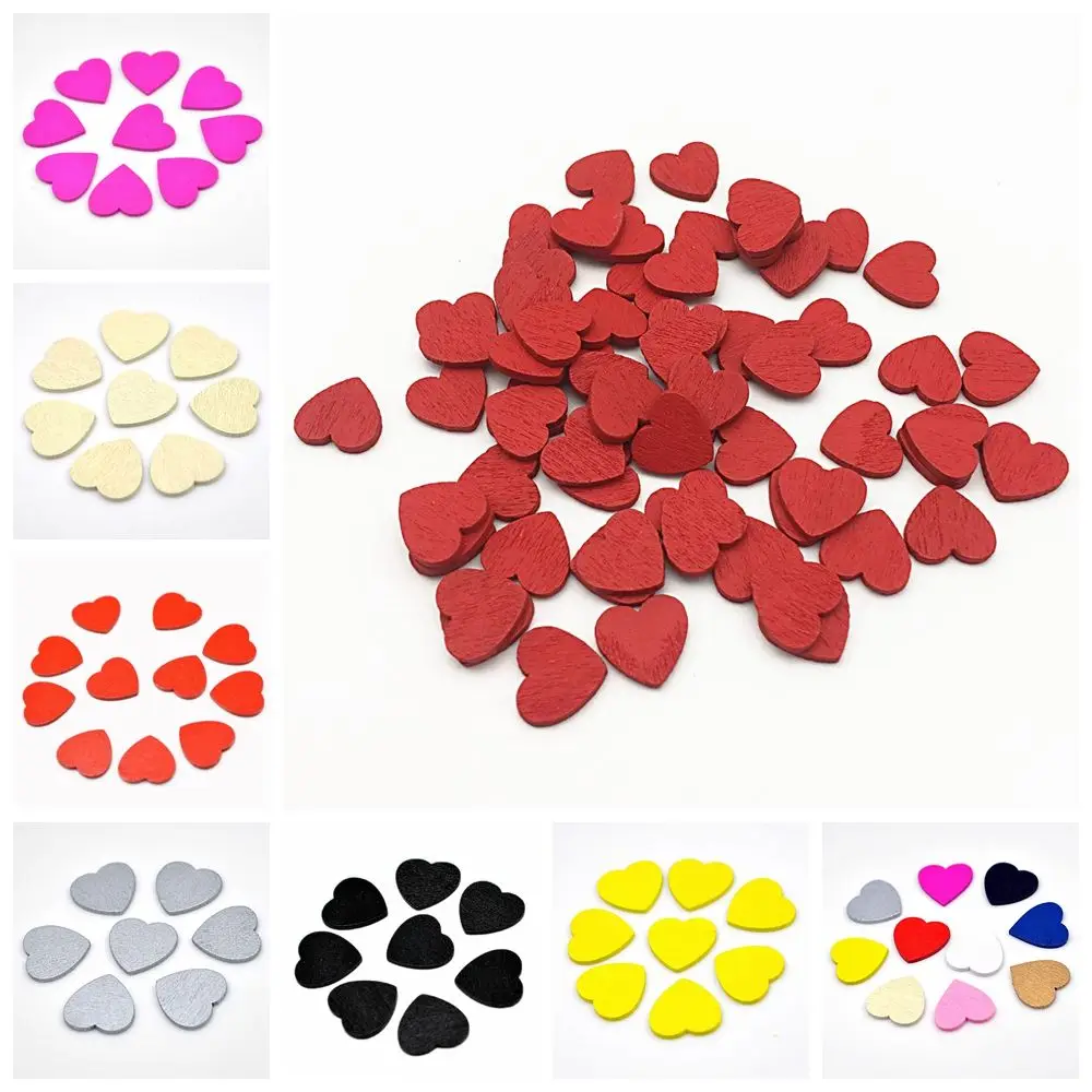 100pcs 18mm Table Decorations Wall Sticker DIY Wedding Ornaments Confetti Slices Wood Crafts Wooden Chips Hearts Shaped