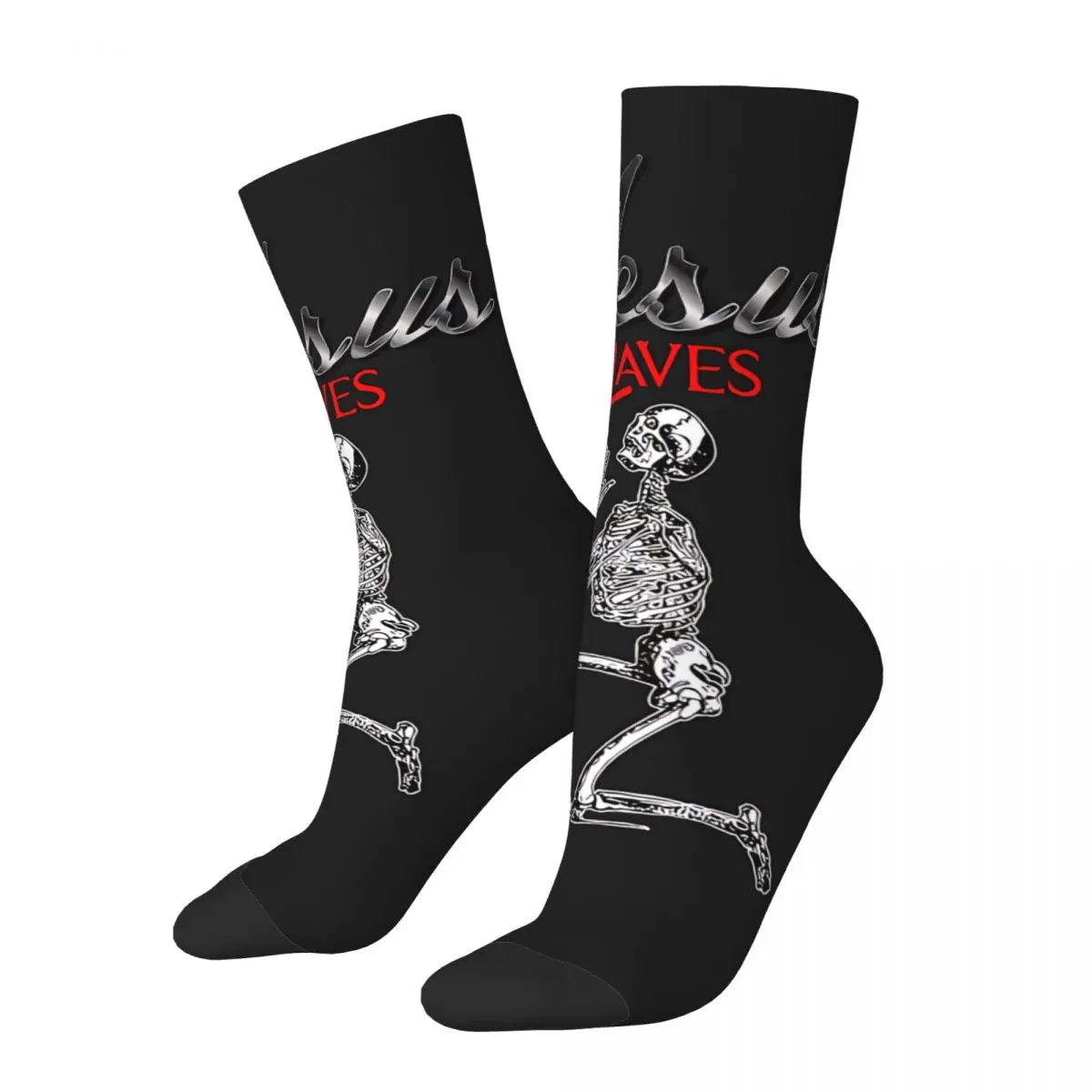 Retro Jesus Slaves Skeleton Men's Socks Christian Unisex Hip Hop Seamless Printed Funny Crew Sock Gift