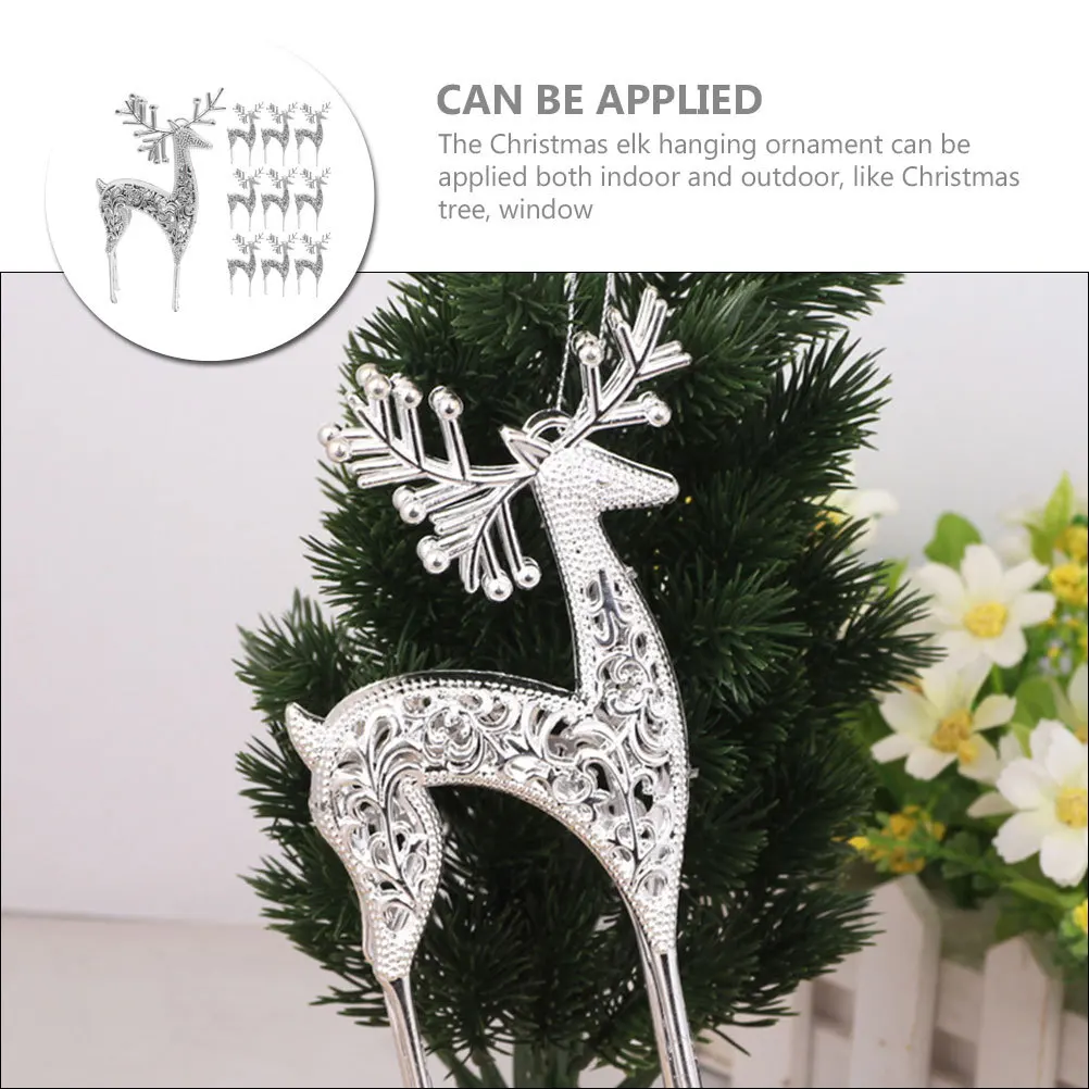 

10Pcs Christmas Elk Pendant Tree Hanging Decor Xmas Ornament Holiday Decoration Christmas Tree Hanging Figurines