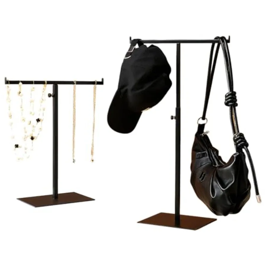 

Purse Display Stand Jewelry Towers - 2 Pack Purse Stand Handbag Bag Display Black Tabletop Stainless Steel Hook Hanging Jewelry