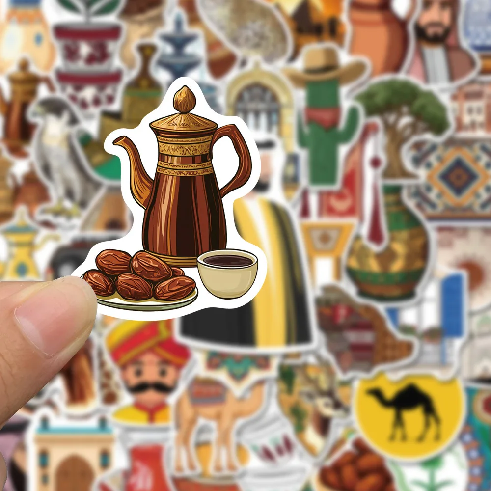 สติกเกอร์กันน้ำลายการ์ตูนสไตล์ตะวันออกกลาง 50 ชิ้น สำหรับตกแต่งกล่องดินสอ ตู้เสื้อผ้า ตู้เย็น ลายกราฟฟิตี้