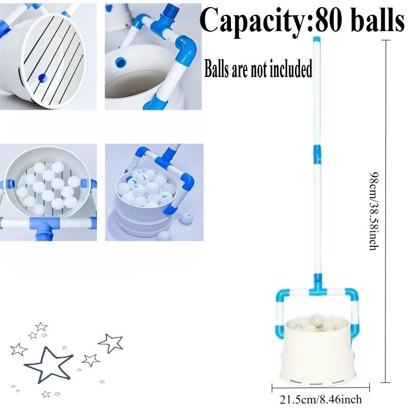 Durable Sturdy and Portable Floor-to-ceiling Table Tennis Ball Picker Collection Artifact for The Court Round Bucket