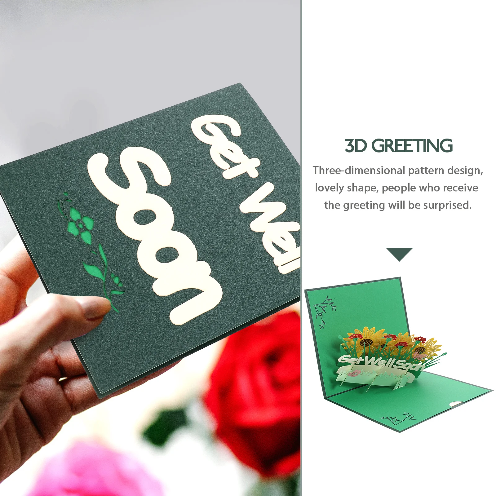 

1pc 3D Paper Greeting Cards Creative Blessing Card Lightweight Smooth Cutting Exquisite Gift For Friends Relatives Decorative