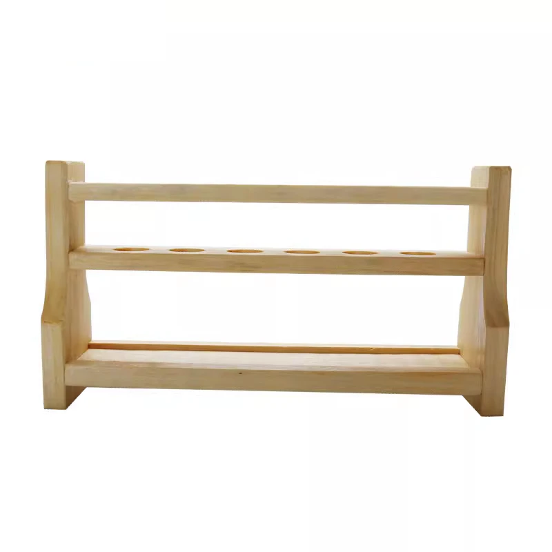 Wooden Test Tube Rack, 6Hole diameter 22m  and Pins-Solid Wood , tube box .