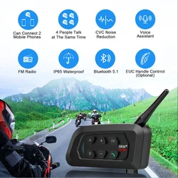Original EJEAS 1PC Type C V4 Plus Motorcycle Helmet Headset Bluetooth Intercom for 4 Riders Talking At Real Time