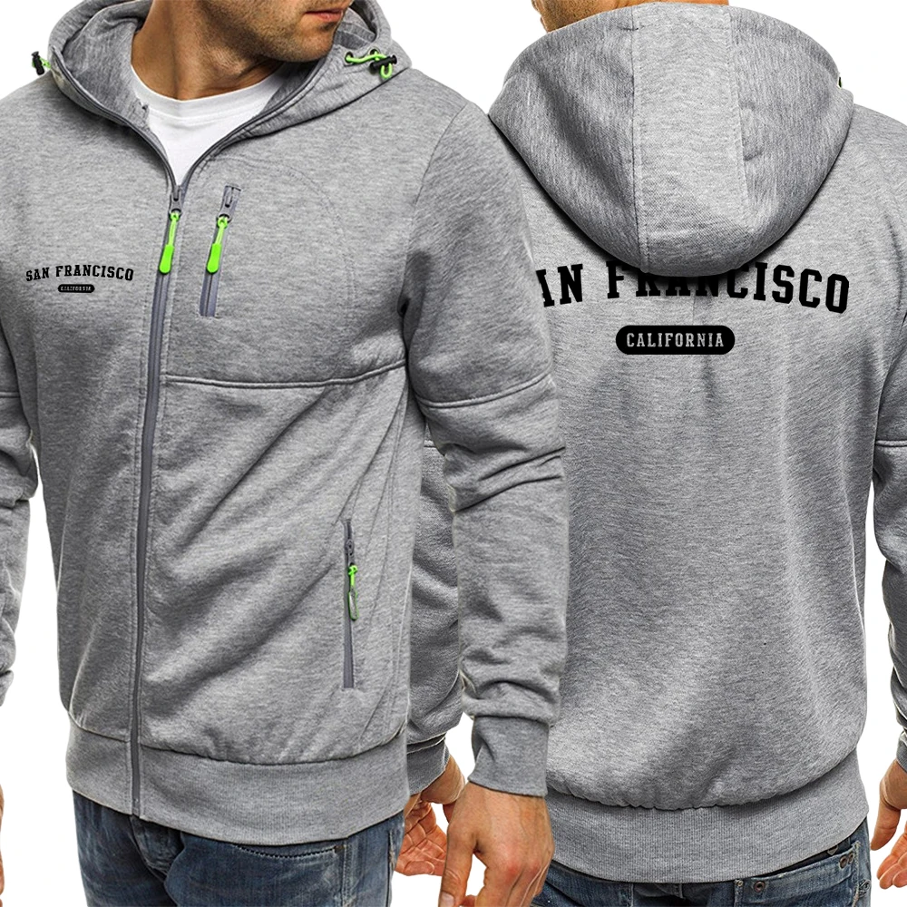 

Калифорния Сан-Франциско с принтом мужские уличные свободные толстовки с капюшоном и карманами на молнии флисовая толстовка осень повседневная мягкая мужская толстовка с длинным рукавом