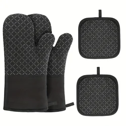 Heat-Resistant Silicone Oven Mitts & Pot Holder - 4-Piece Non-Slip Set, BPA-Free, Ideal for Safe Kitchen Handling