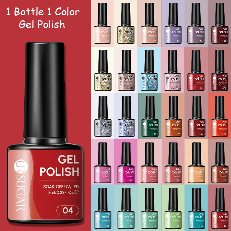 Esmalte em gel UR SUGAR 7ml, cores de primavera/verão para nail art, manicure, removível com imersão, esmalte UV em gel, suprimento para unhas.