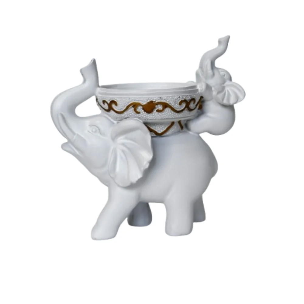 

Cute Elephant Back Candlestick Handmade Funny Elephant Candle Holder Resin Craft European Style Scented Candles Table Decors