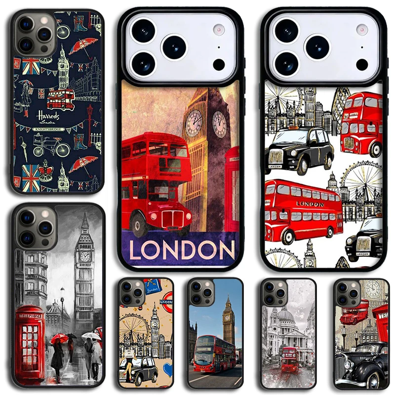 Phone Cases London - เคสโทรศัพท์มือถือลายรถบัสสีแดงลอนดอน บิ๊กเบน สำหรับ iPhone 14 Pro